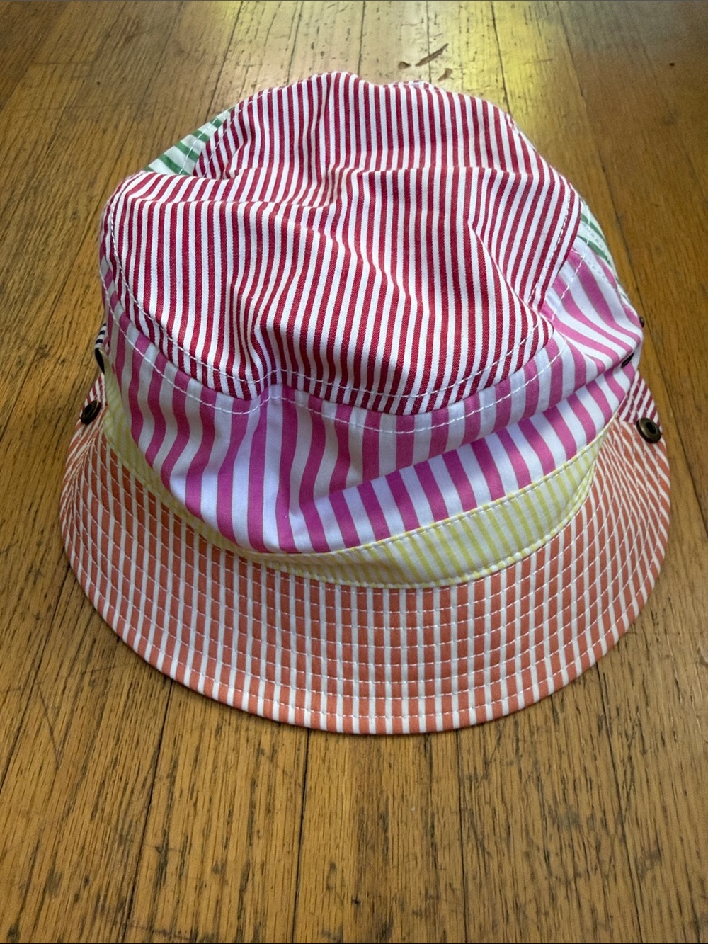 JCrew Men’s Striped Multi-Color Bucket Hat - Pink/Red/Orange